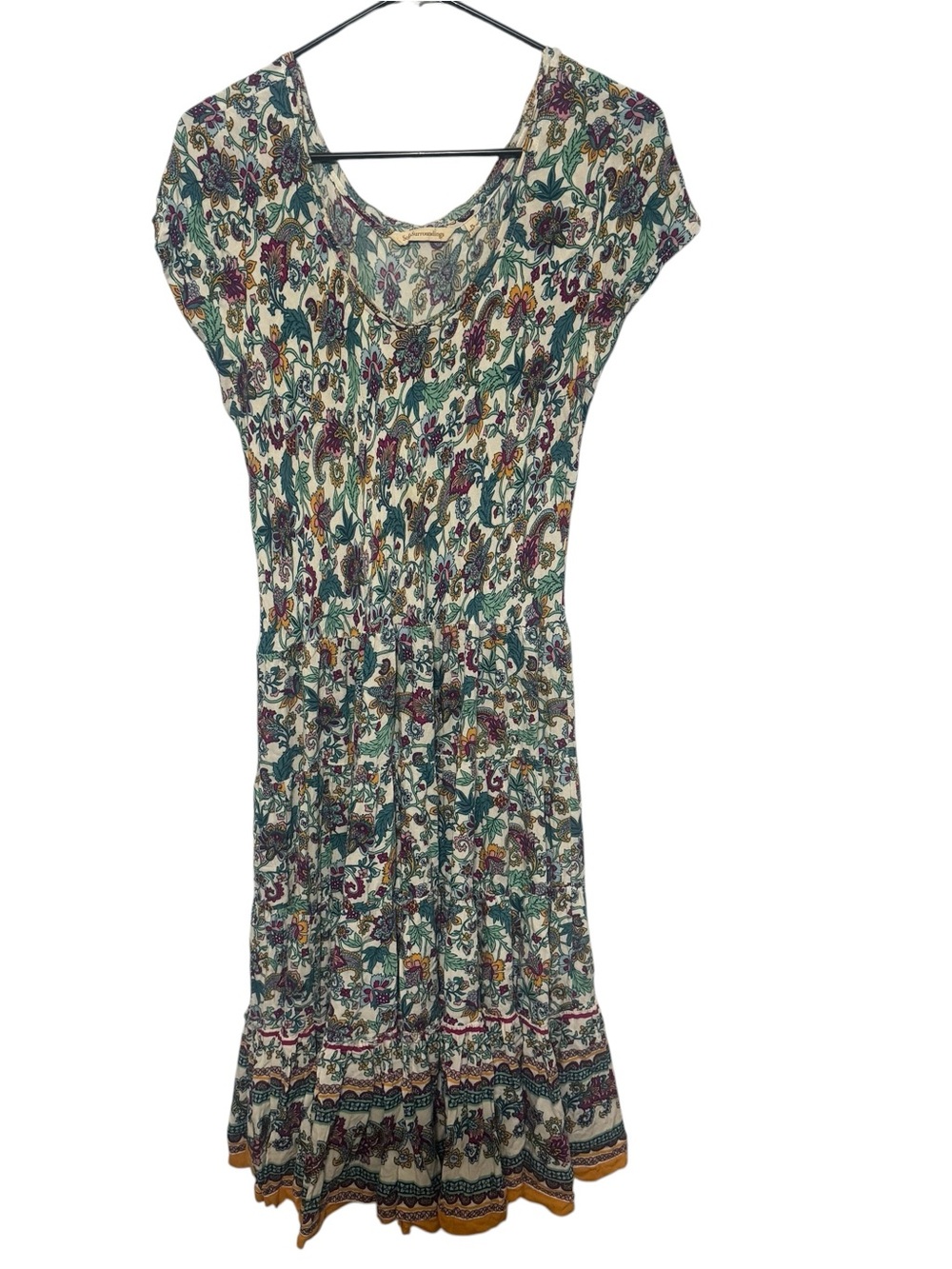 Soft Surroundings Floral Maxi Dress in Cream, Green, Purple and Mustard PS